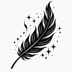 Obraz premium Elegant feather design with sparkling stars, creativity and inspiration