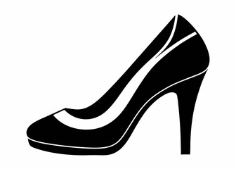 shoe high heel vector silhouette, woman high heel icon 