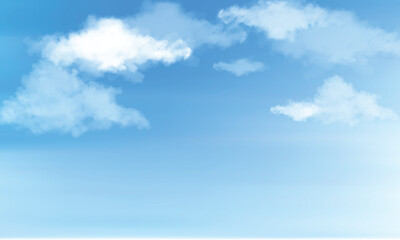 Sky Blue,Cloud Background,Horizon Summer Clear Sky over beach,Vector landscape nature sunrise in Winter,Spring panorama banner white clouds over blue ocean,Sunset landscape