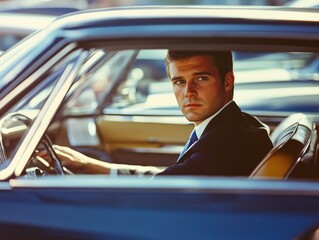 Naklejka premium Businessman's Retro Roadtrip