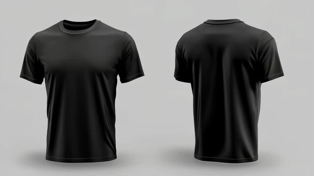 Rotating black tshirt display with multiple angle views
