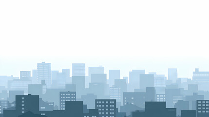 Misty City Skyline Panorama Urban Buildings, Foggy Morning, Website Header