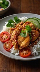 Crispy Ayam Geprek with Fiery Sambal and Rice