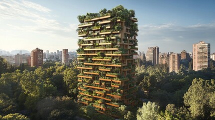 Obraz premium Modern Green Highrise Tower in City Landscape