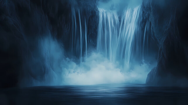 Long exposure image of bigar falls from romania. Enchanted Falls. Illustration
