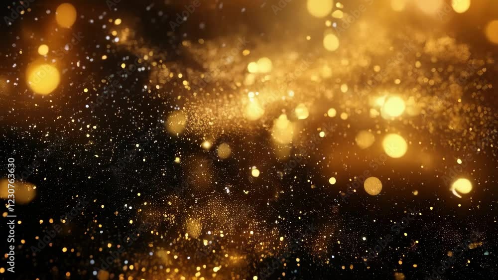 Poster golden glitter explosion: mesmerizing abstract light and particle burst in motion