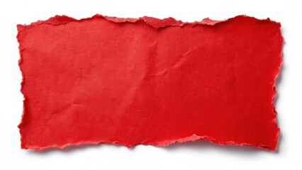 red paper sticker isolated with torn edges, isolated element