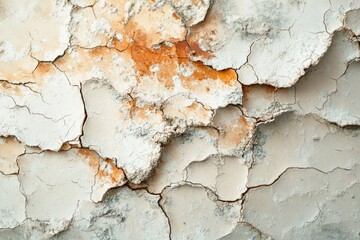 Obraz premium Cracked earth texture with beige and orange tones showing drought or aridity.