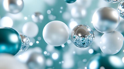 Floating Spheres in a Harmonious 3D Design with Metallic Reflections