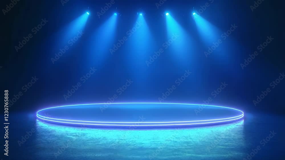 Aufkleber dynamic neon light transition on circular stage with changing colors