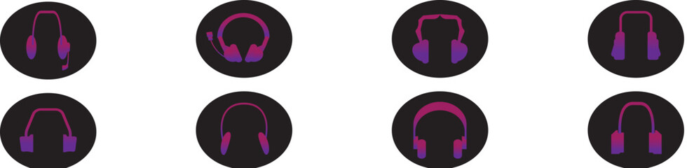 Headphone icons set