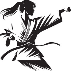 black and white logo with taekwondo and karate people in kimono
