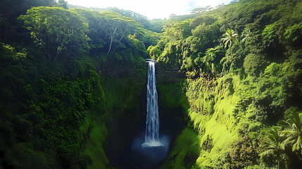 Captivating sight of the secret falls in kapaa's jungle, kapaa, hidden. Enchanted Falls. Illustration