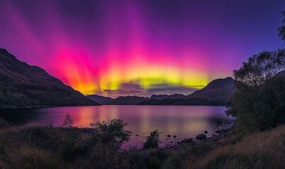 A Magnificent Holographic Aurora Borealis Display Lighting Up the Night Sky with Stunning Colors