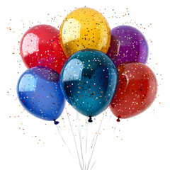 Colorful Balloons for Birthday Celebration on White Background