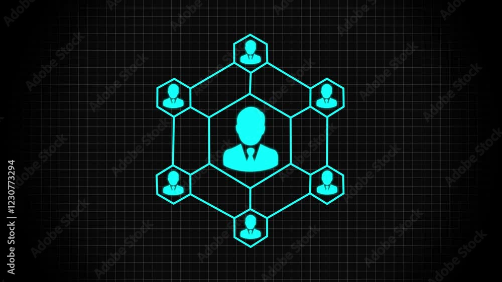 Aufkleber network system, network connections with people icons and man icon animation. networking topology an