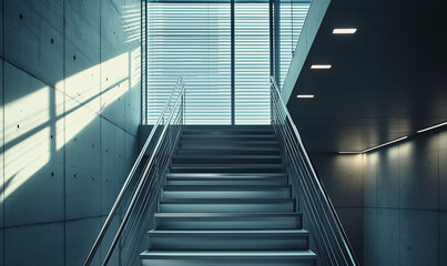 Minimalist Staircase Boasting Light Stainless Steel and Contemporary Elegance