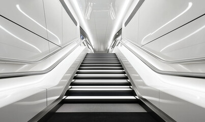 Obraz premium A Streamlined Staircase with Smooth Stainless-Steel Railings for a Futuristic, Polished Look
