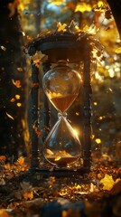 Autumnal Hourglass, Forest, Time Lapse, Falling Leaves, Meditation