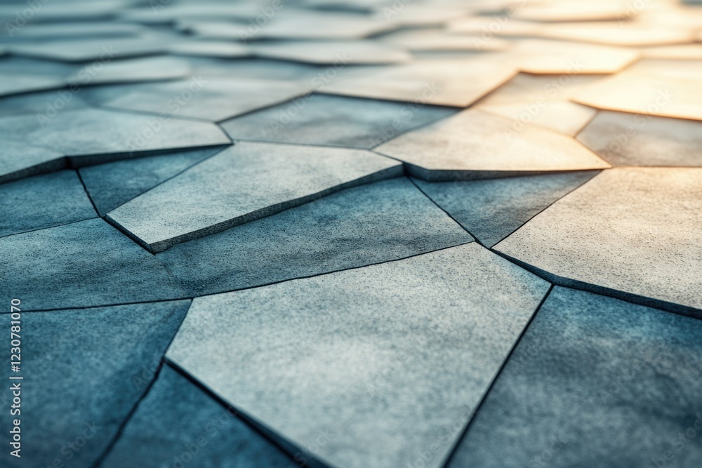 Poster abstract polygonal textured surface with a cool tone and subtle light, creating a modern and geometr
