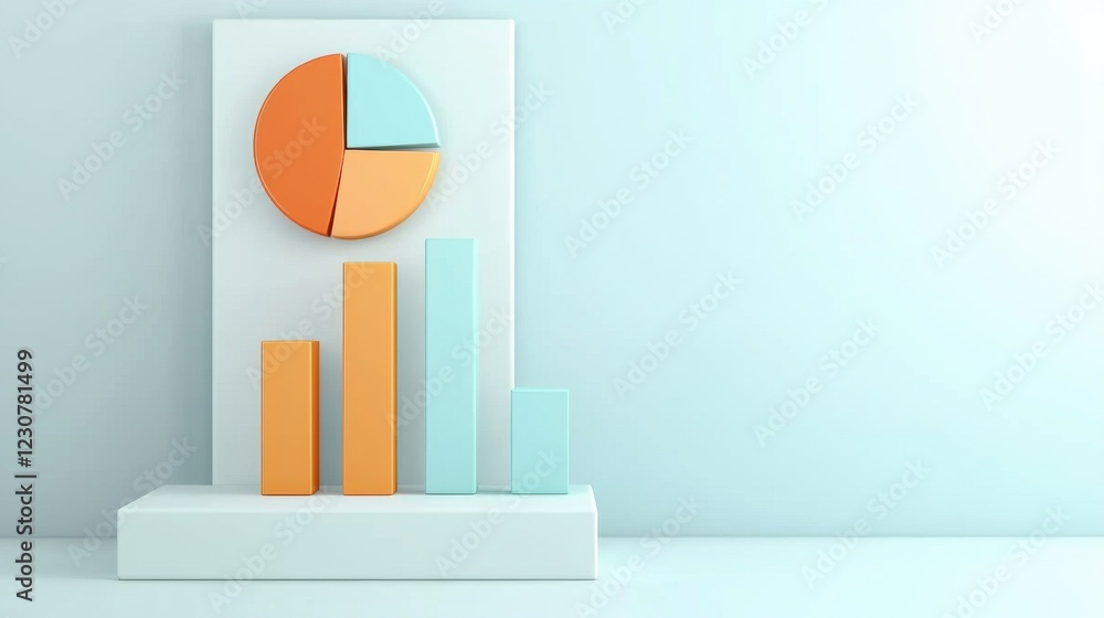 Aufkleber colorful abstract geometric pie and bar chart representing business data analytics and financial gro