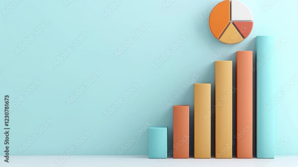 Poster pastel colored geometric data visualization infographic for business reporting and analytics