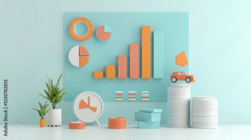 Poster successful business data analytics and financial report infographic display