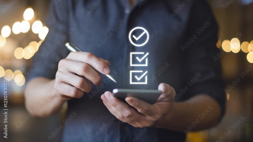 Aufkleber checklist on mobile: managing tasks and goals efficiently