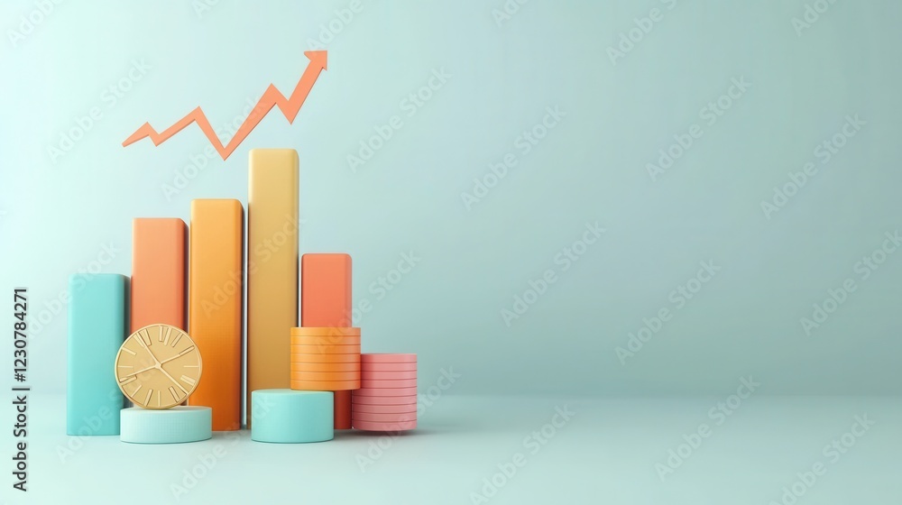 Poster growing business financial data visualization presentation with trending charts and graphs