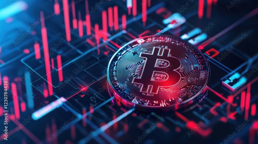 Poster cryptocurrency bitcoin chart and digital finance data analytics
