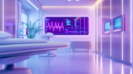 Futuristic Telehealth Treatment Area with Holographic Display