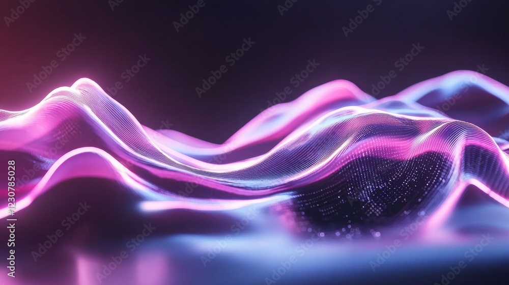 Poster mesmerizing vibrant fluid waves of glowing ethereal digital lights and particles in captivating abst