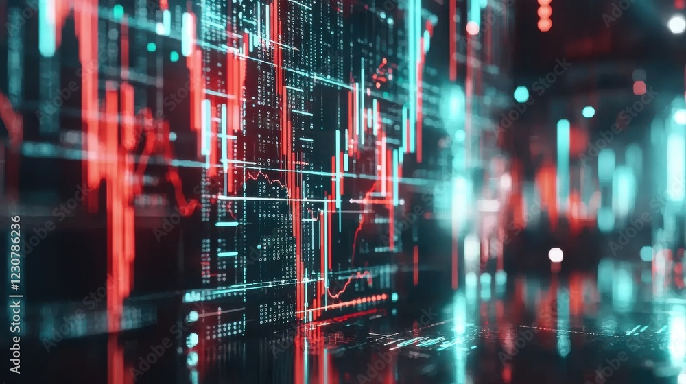 Poster abstract futuristic digital technology background with dynamic data visualization matrix
