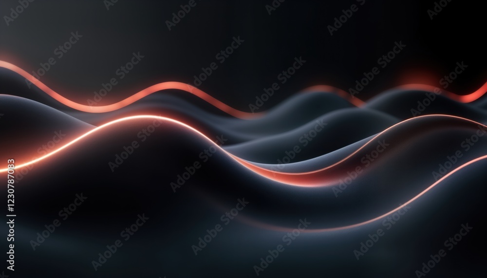 Poster abstract design. radiant arcs move in gradient flow over dark background. modern, visually engaging.