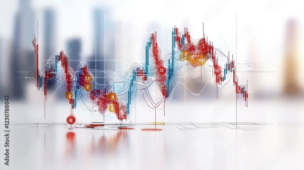 Poster abstract financial data and analytics graph for business and investment concepts