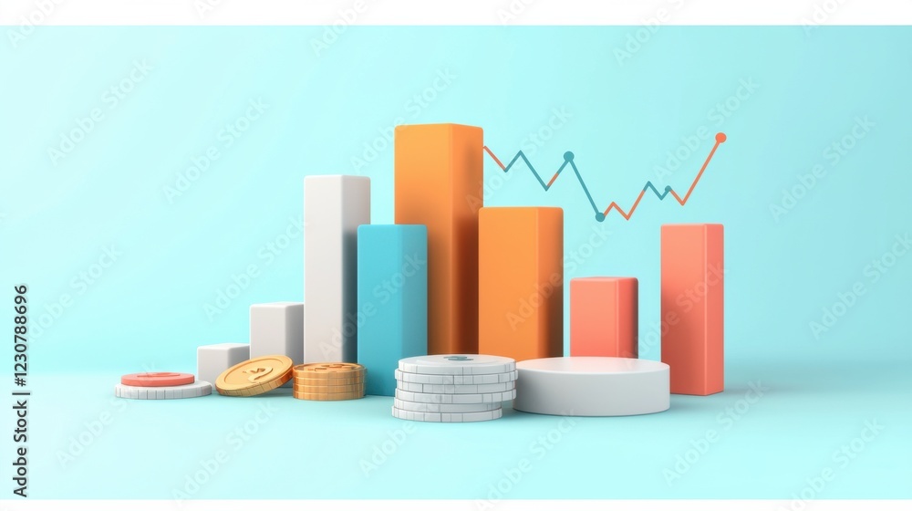 Poster financial data visualization infographic with charts and graphs