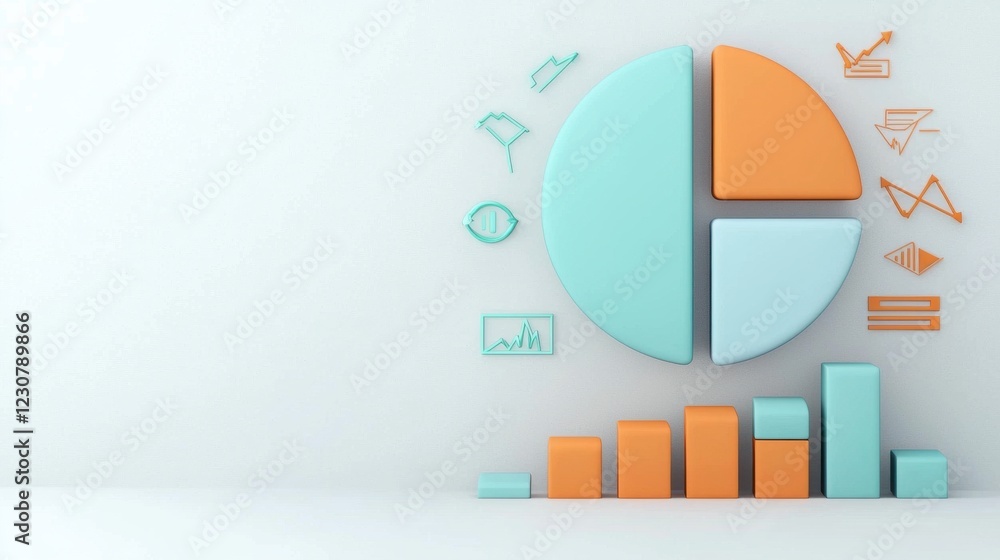Aufkleber colorful data visualization infographic with geometric shapes and charts for business presentation a