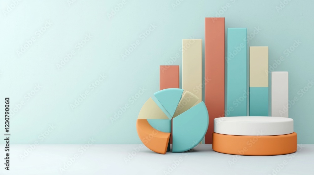 Poster minimalist geometric shapes and pastel color blocks composition for abstract digital graphic design 