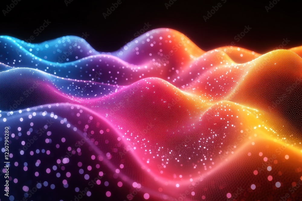 Poster colorful waves of dots create a smooth and vibrant background