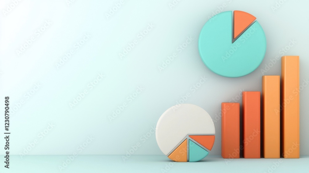 Poster colorful modern infographic charts and graphs for business analytics and data visualization