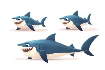 Fototapeta premium A playful cartoon shark with a big smile and exaggerated features