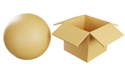 Caja de carton en 3d con fondo transparente
