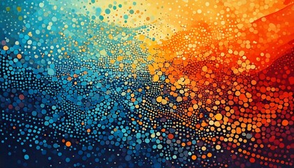 鮮やかな色彩の抽象的なドットアート - 青とオレンジの調和