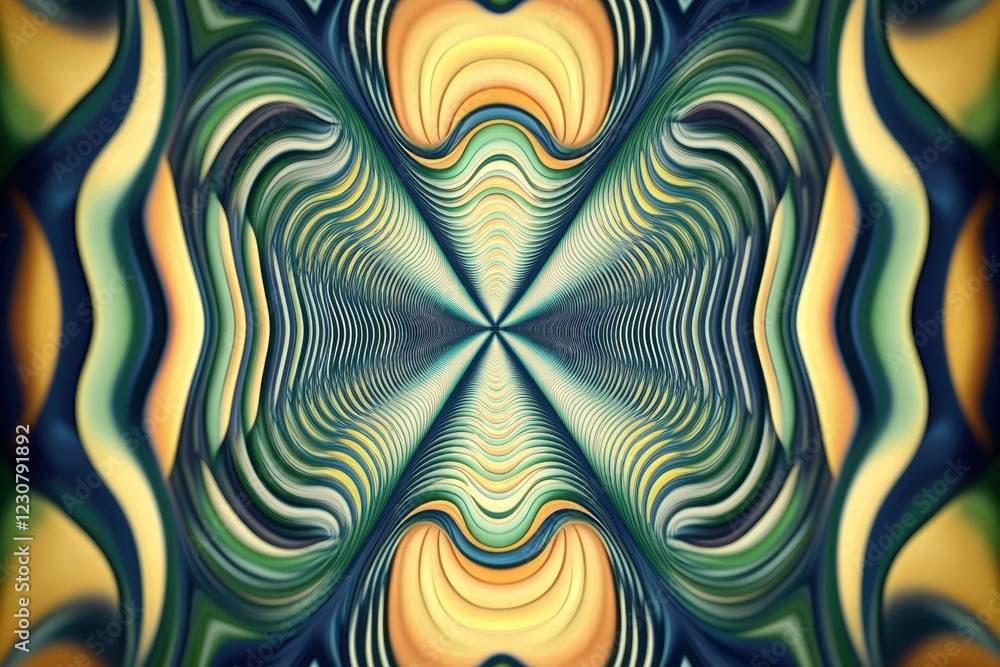 Poster symmetrical waves create a mesmerizing abstract pattern in vibrant colors