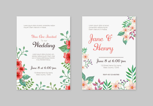 Elegant Wedding Floral Layout Postcard Set
