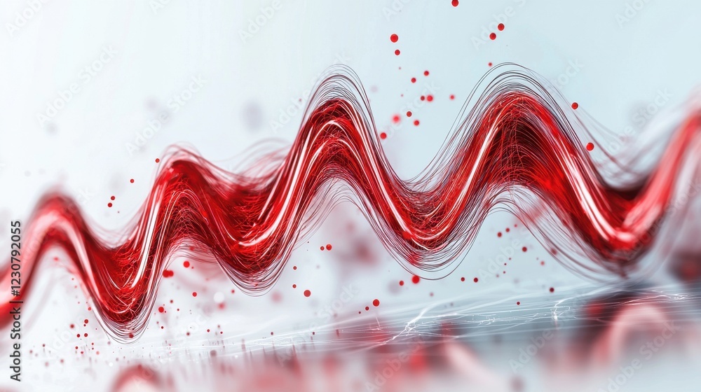 Aufkleber mesmerizing fluid waves in vibrant red gradient