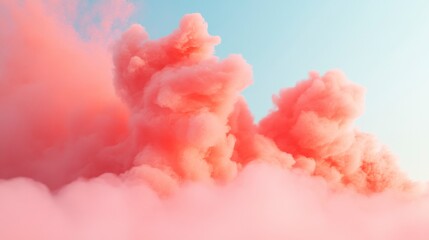 Fototapeta premium Pink Cotton Candy Clouds Dreamy Sky Pastel Background