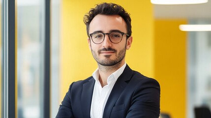 Fototapeta premium Young Man Wearing Glasses in Business Suit