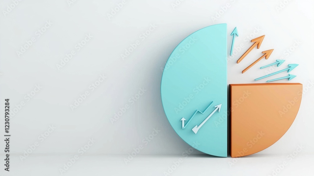 Aufkleber circular pie chart with turquoise and orange arrows showing data analysis and business strategy