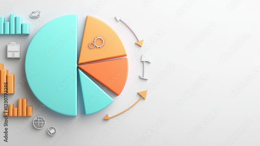 Poster colorful circular data visualization informative pie chart for business analytics and strategy devel